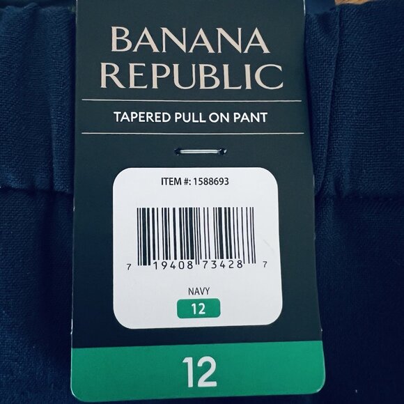 Banana Republic Women's Pull-on Tapered Stretch Blue Pants Size 12 High Rise NWT - Picture 9 of 15